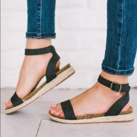 Fabutiq Shoes - Black Ankle strap espadrille FLASH SALE